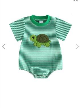 Green Striped Turtle One-Piece Bodysuit - Kids